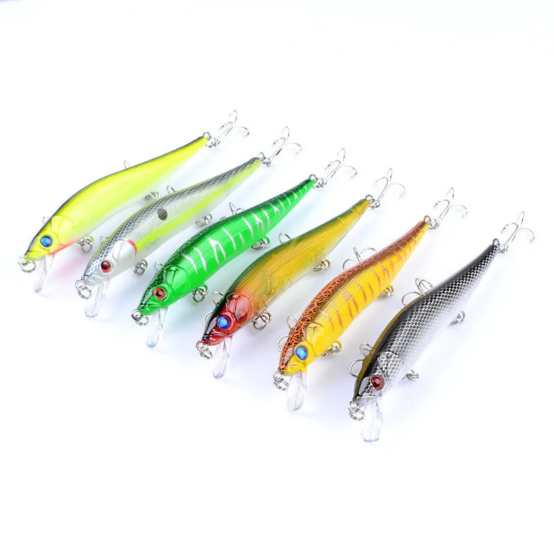 

6Pcs/Lot 11.5cm/13.7g Sinking Minnow River Fish Fishing Bait Lure With 3 Treble Hooks Artificial Pesca Isca For Fishing Gear