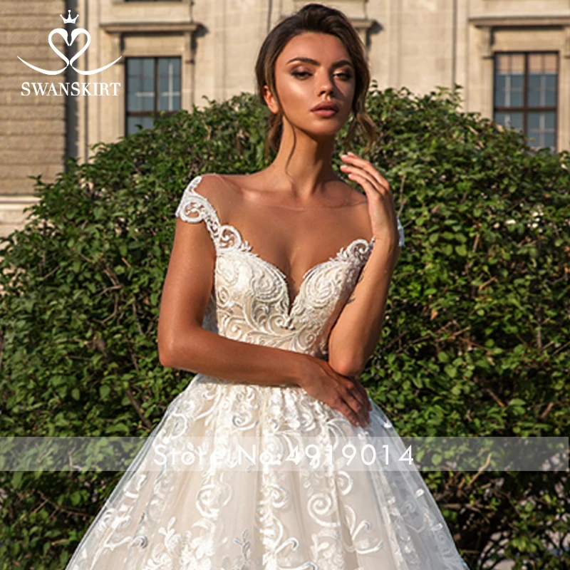 Swanskirt Милая Аппликация бальное платье свадебное с открытыми плечами Часовня