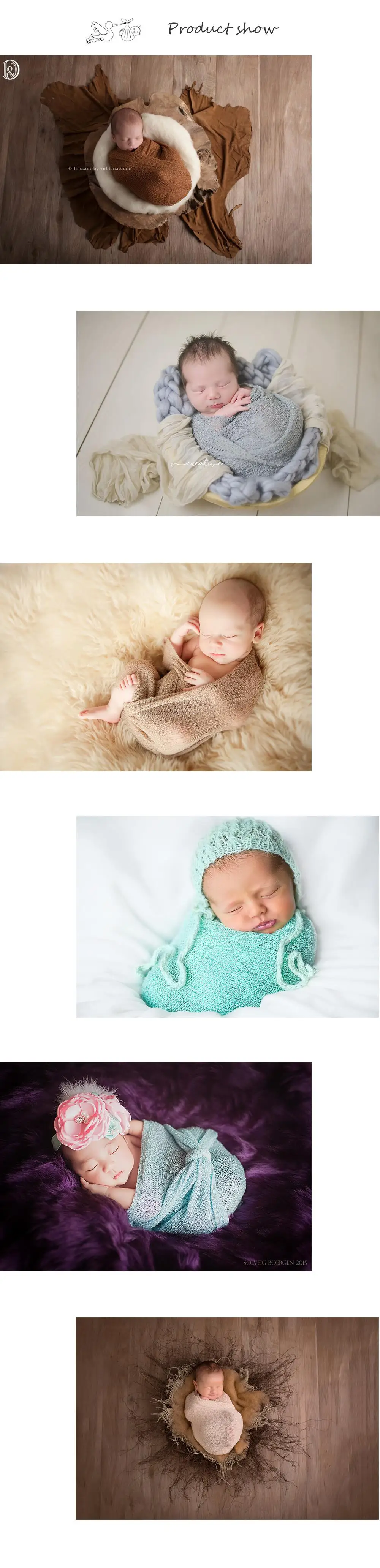 10 шт./лот смешивания цвет мягкий стрейч вязать обертывания для новорожденных подставки фотографий пеленки для фотографирования