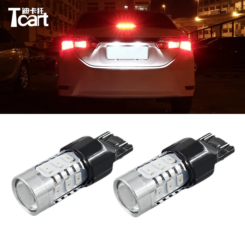 

Tcart Car LED Rear Tail Backup Light Red Stop Brake Bulbs W21W 7443 Lamps For Toyota Corolla 2008- 2016 2017