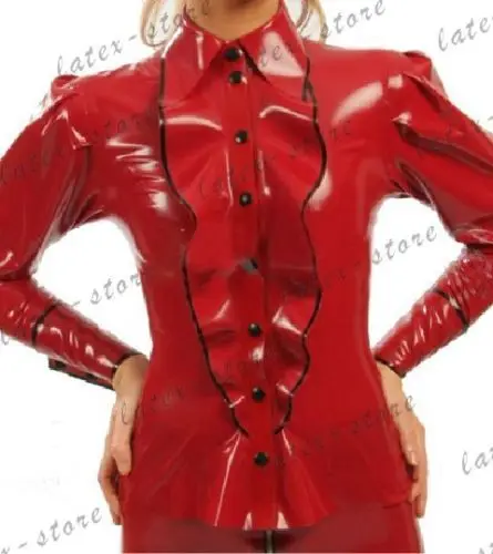 Latex Rubber Gummi ruffles Shirts Tops point