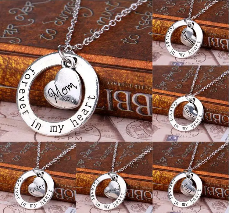Семейный подарок Forever In My Heart Circle мама сестра для бабушки семьи ожерелье с кулоном