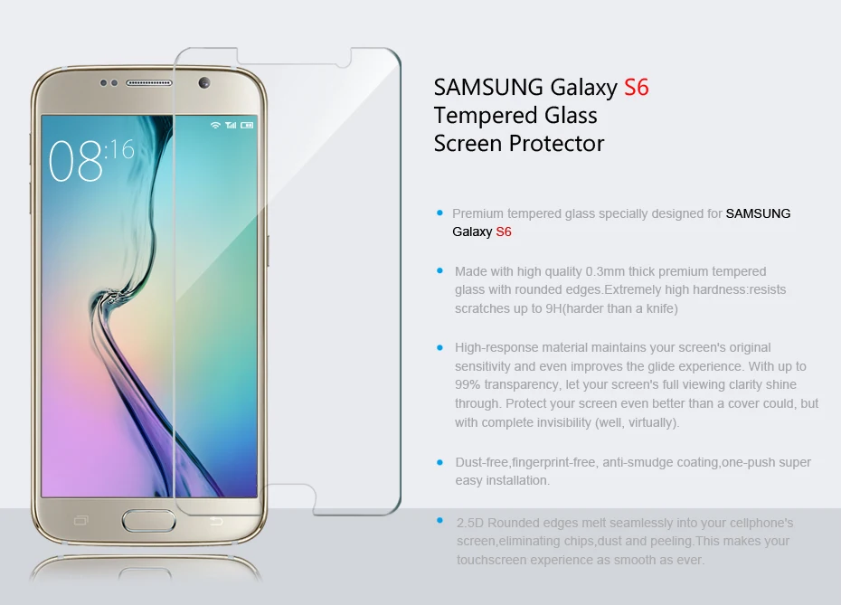 Original ZEASAIN HD Clear 0.3mm 9H Screen Protector Tempered Glass Film For Samsung galaxy S6 galaxys6 Toughened Film (7)
