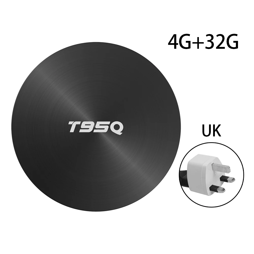 T95Q 4G+ 32G Android 8,1 Smart Tv Box S905X2 четырехъядерный 2,4G& 5GHz двойной Wifi H.265 4K медиаплеер Android приставка приёмника - Цвет: UK