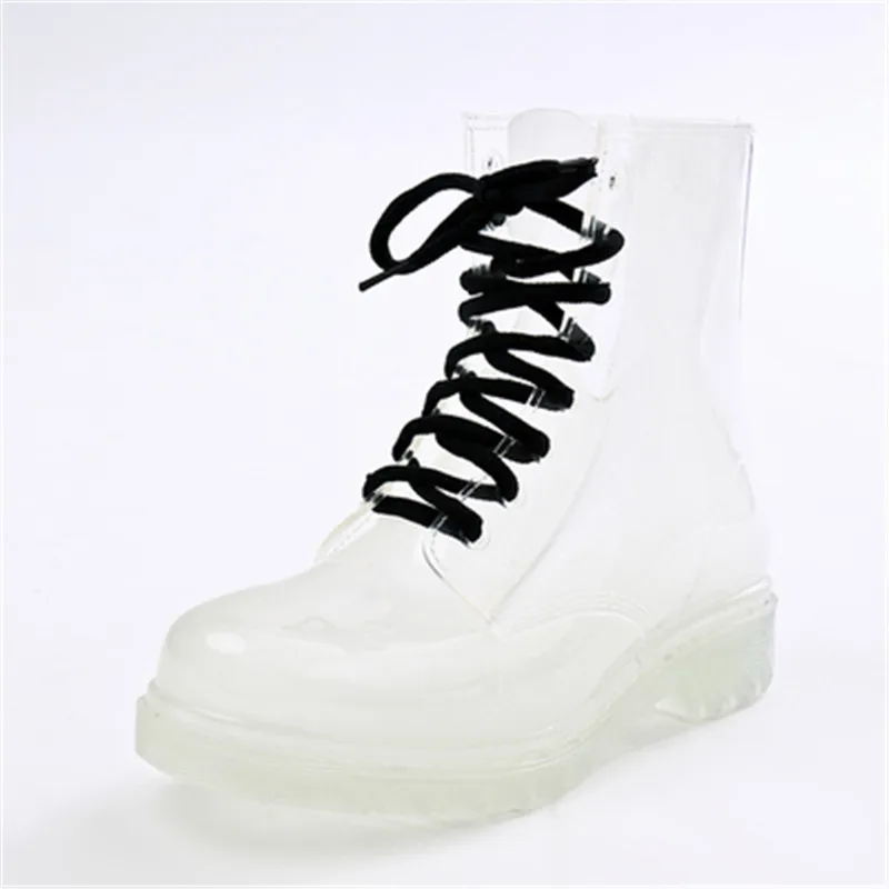 

Summer fashion jelly transparent tie Martin rain boots rain boots women short tube non - slip shoes