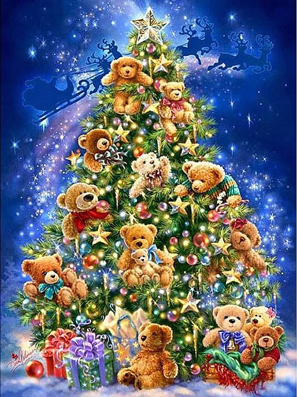 5D DIY Diamond Painting Christmas Bear Embroidery Full Square Diamond Cross Stitch Rhinestone Mosaic Painting Home Decor Gift