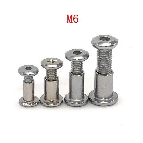 

m6 Nickel plated flat head cross lock screw pair knock plate nut furniture combination connector nail