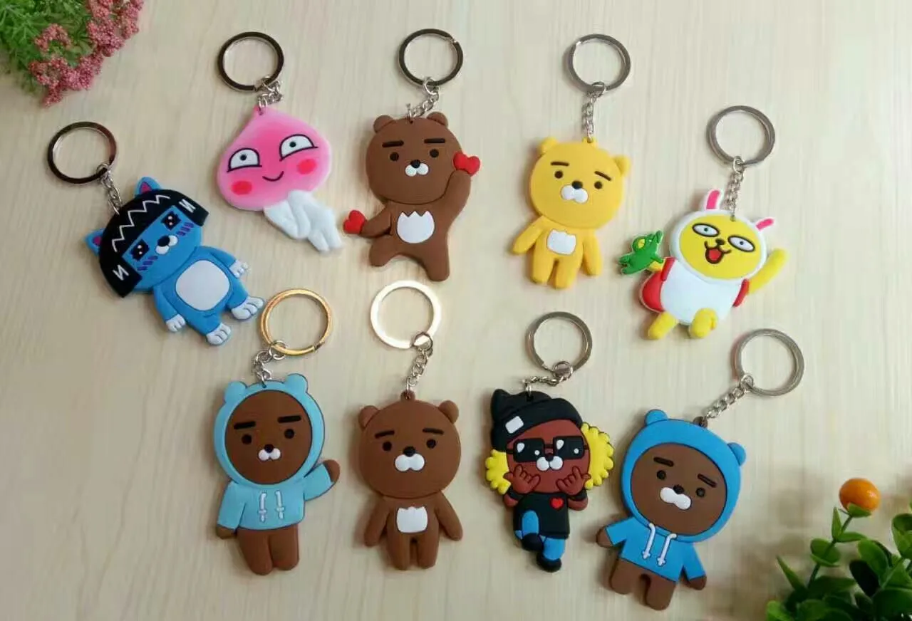 SHINEHENG New Arrival Ryan Apeach Muzi Double sided PVC Action Figure Cartoon Kawii Keychain Good Gift