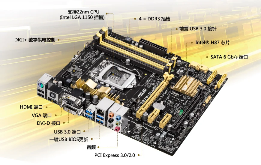 

Z87M-PLUS Desktop Motherboard Z87 LGA1150 DDR3 32G SATA3 USB3.0 VGA DVI HDMI Micro-ATXmotherboard used 90%new