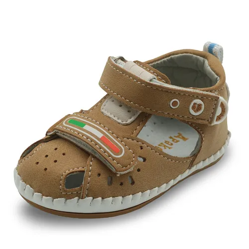 Apakowa/Обувь для новорождённых младенцев из натуральной кожи pu; обувь для первых походов; нескользящая обувь для мальчиков; мягкая обувь ручной работы - Цвет: brown