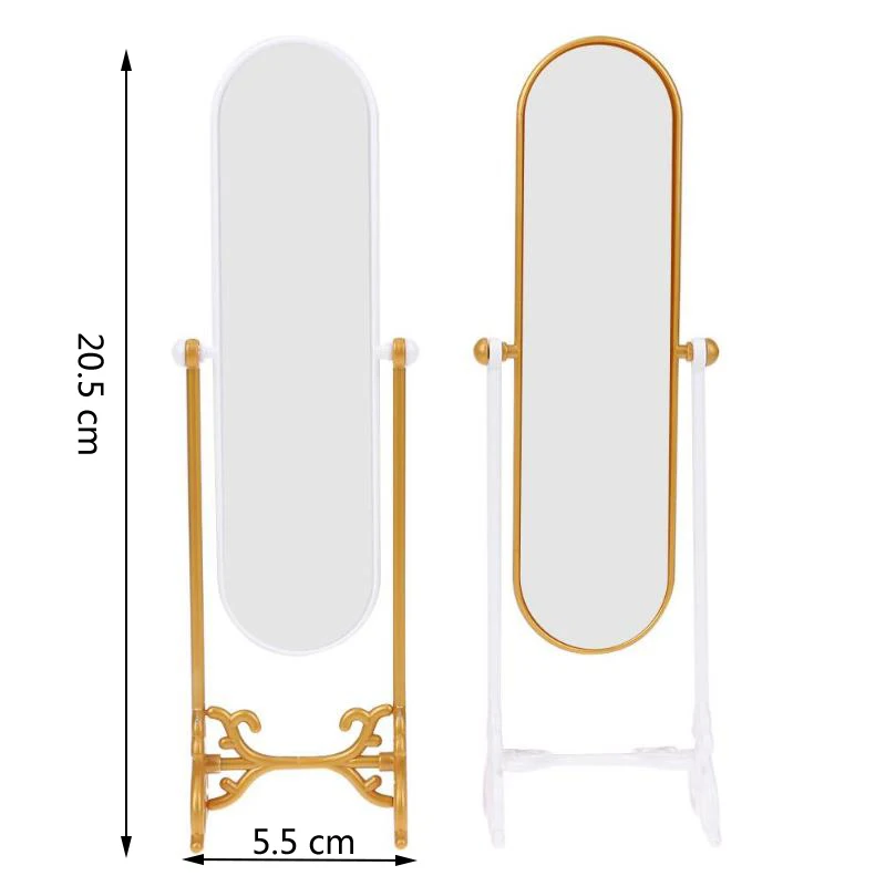 Куклы миниатюрный кукольный домик Babie полная длина зеркало золото пластик край вращающийся Белое Зеркало американские игрушки аксессуары Q19