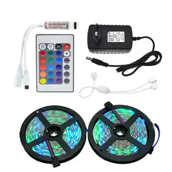 10 м светодиодные ленты набор SMD 5050 RGB светодио дный 600 светодиодное освещение украшения дома 24Key ИК контроллер 12 В в 3A Питание адаптер