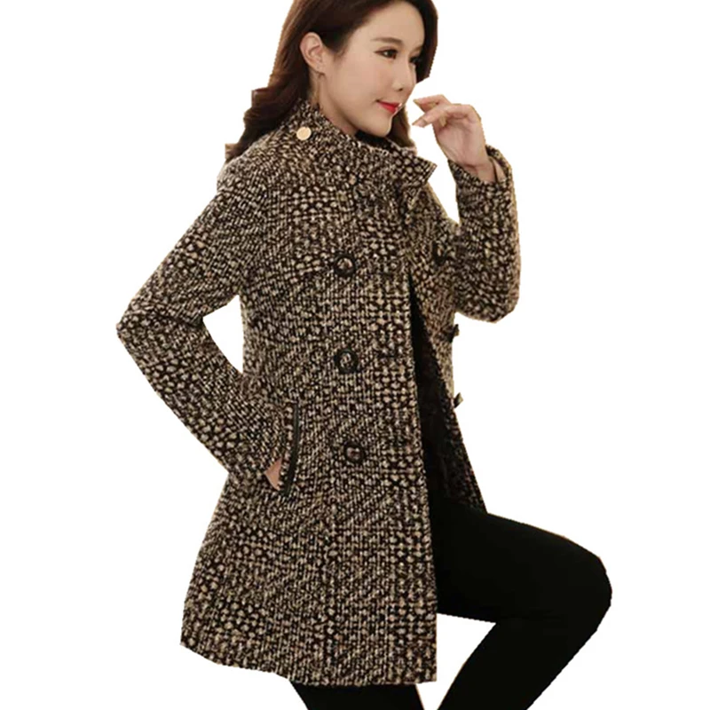 

Wmswjh Women's Plaid Coat 2019 Winter Wool Jacket Long Coats For Ladies Woollen Autumn Jackets Korean Thickening Clothes WJM50