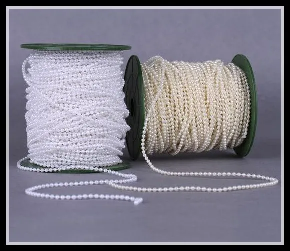 

Free Shipping 100Meters/Roll 2.5mm White/Ivory Cotton String Pearl Garland Bead Chain DIY Wedding Centerpiece Flower Accessories