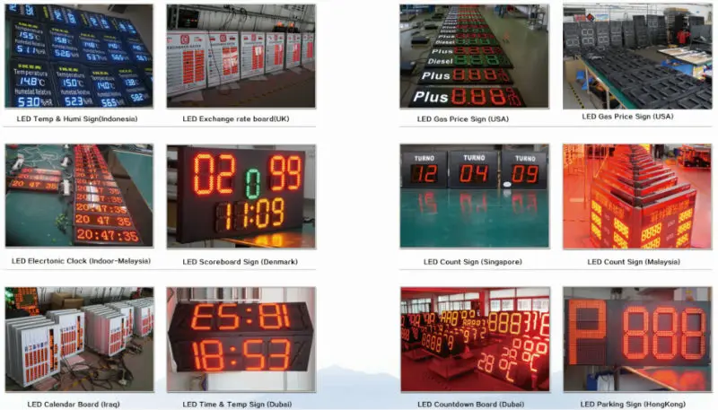 Vermelho e Branco a Cores Cores ao ar Levou o Preço do Gás Módulo de Display Digital de 7 20 Verde ao ar Livre à Prova d' Água Números Digita Módulo Led Segmentos 13 digit led module