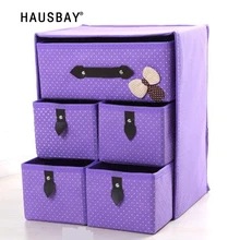 Высокое качество толстый нетканый 3 слоя 5 ящиков складной ящик для хранения предметов для хранения одежды и игрушек 04102