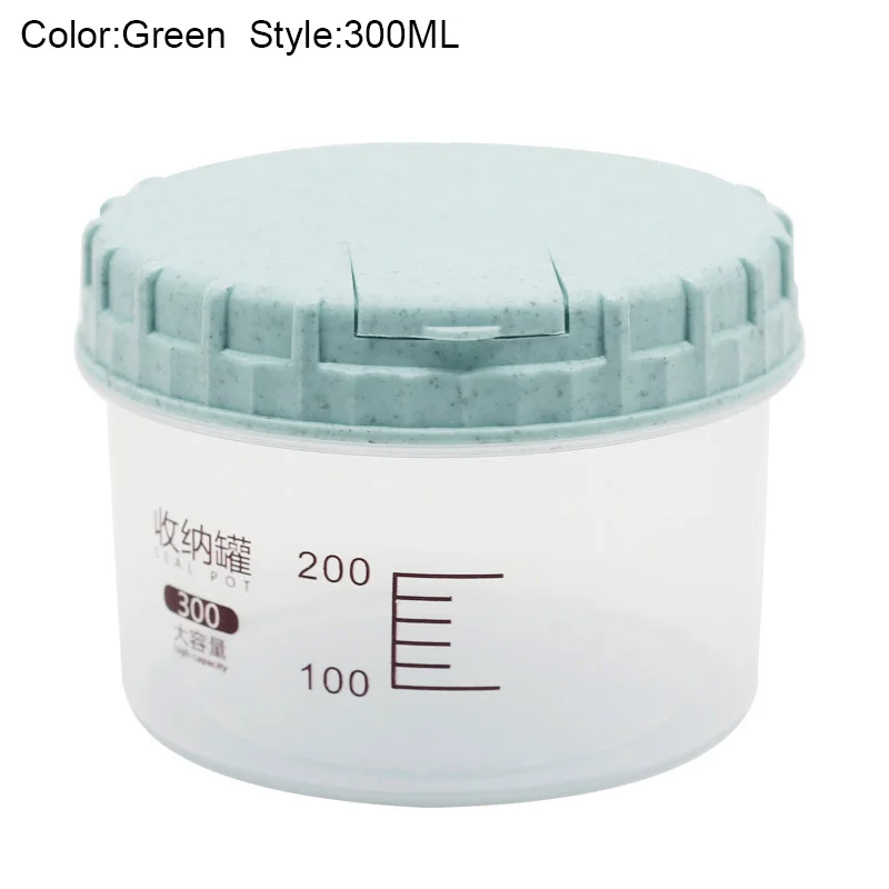 

300/500/700/1100/1800ml Platstic Transparent Food Storage Jar Round Sealed Tank Cereal Containers Caddy FPing