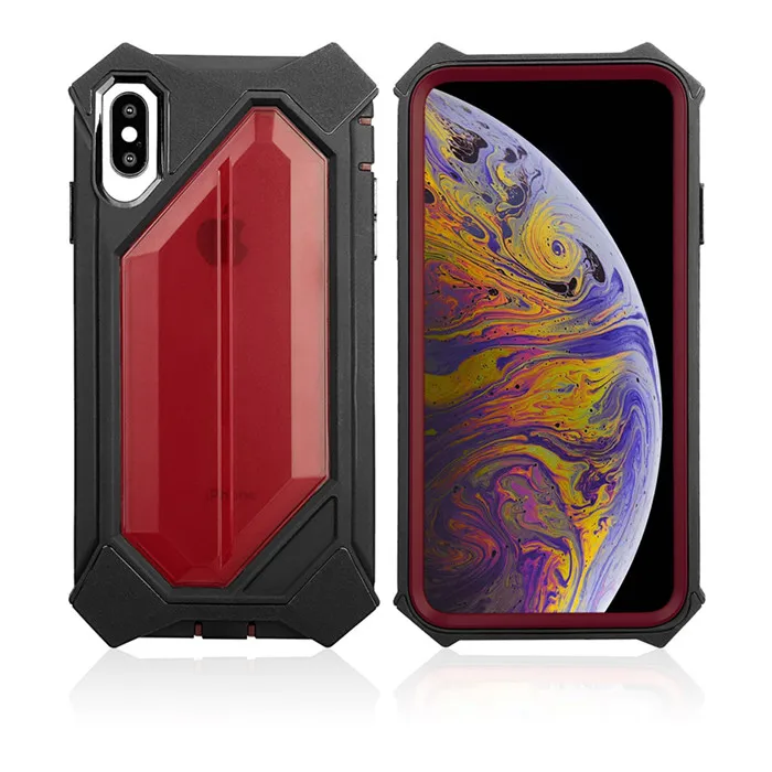 Гибридный Броня амортизационный чехол для iPhone XR XS Max PC+ TPU чехол для iPhone X 8 7 6s Plus сверхмощный прочный ударопрочный чехол - Цвет: Transparent Red