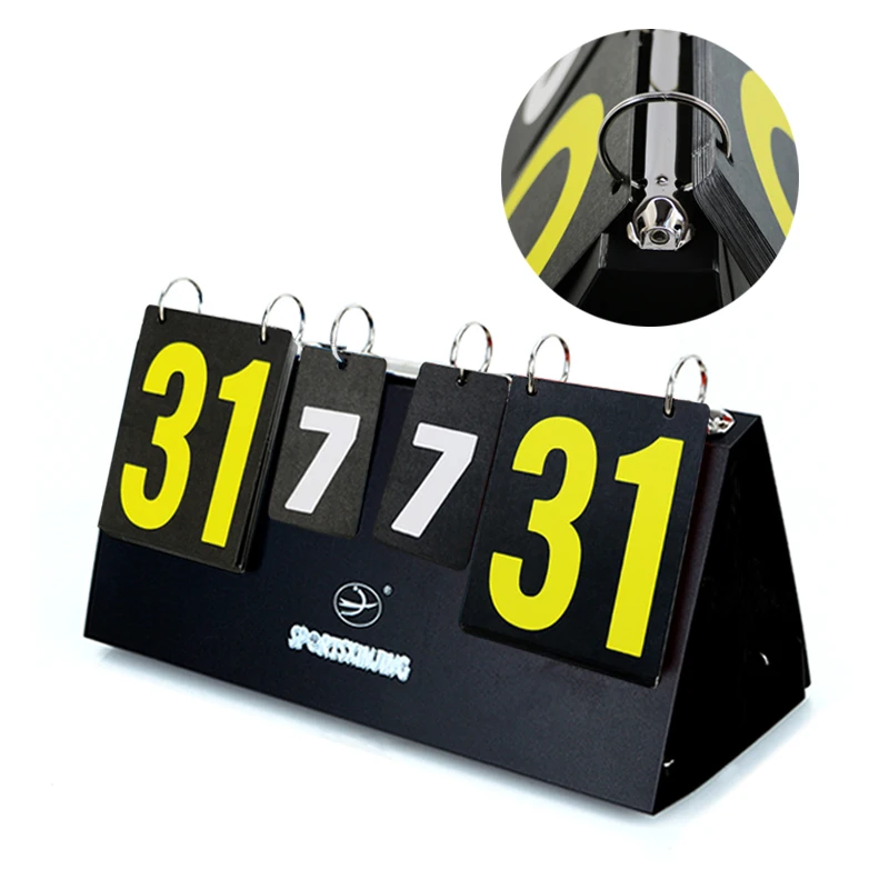 Portable PVC Plastic Plate Digit Sports Scoreboard Big Size Durable And Foldable Scoring Device for Board Badmintion Game Black