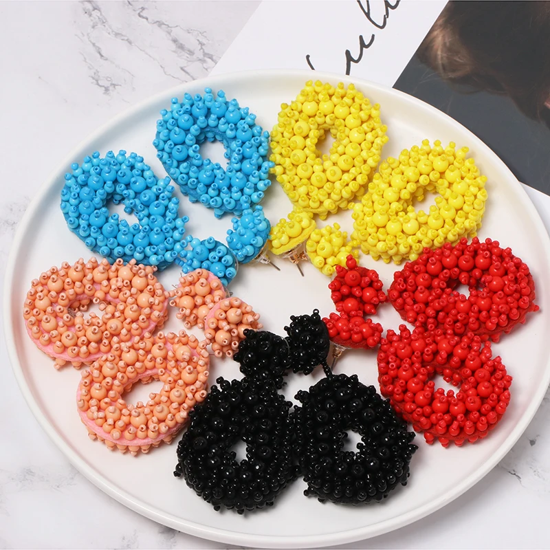 

JUJIA 5 colors Boho Ethnic Large Tassel Fringe Earrings Handmade Beads Statement Earrings Party Dangle Drop Earrings Gift 2019