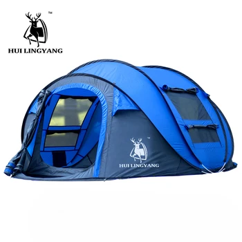 HLY Large throw tent!outdoor 3-4persons automatic speed open throwing pop up windproof waterproof beach camping tent large space 4