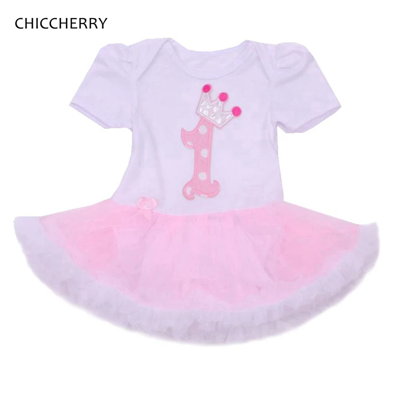 First Birthday Baby Girl Party Dress Lace Tutu Romper Kids Clothes 1st