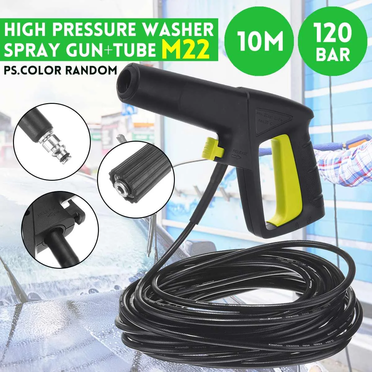 

10M M22 High Pressure Washer Spray-Gun Cleaning Quickly 120bar Tube For K