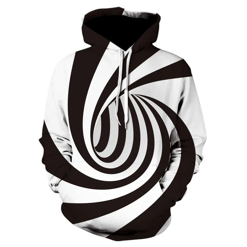 

2019 new fashion for men and women hoodies white striped whirlpool dizzy hoodies Hip Hop street fun clothing size Plus 4XL