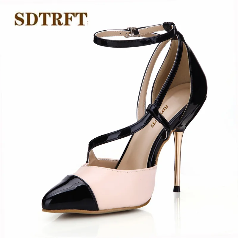 

SDTRFT Summer Stilettos 11cm Thin Heels Slingbacks shoes woman Narrow Band sandalias mujer Brautschuhe Party pumps US4-10 11 12