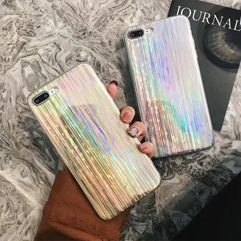 Colorful Laser Rainbow Shining Phone Cases For iPhone X 8 7 6 6S Plus