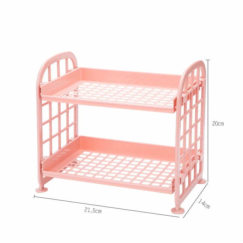 Пластиковый стеллаж для хранения, Настольная отделочная полка, двойной слой, для кухни, ванной комнаты, органайзер, Comestic, для мелочей, для офиса, дома, держатель, подставка