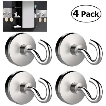 

4pcs 40LB Magnetic Hooks Storage Hanging Hook Set for Refrigerator / Other Magnetic Surfaces