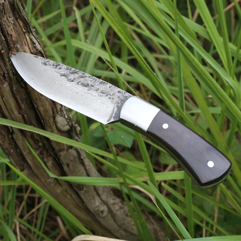 Дешевый Кожаный чехол бренд 7Cr17mov лезвие 58HRC Тень деревянной ручкой Титан карман выживания ножи для шашлыков Охота SDIYABEIZ