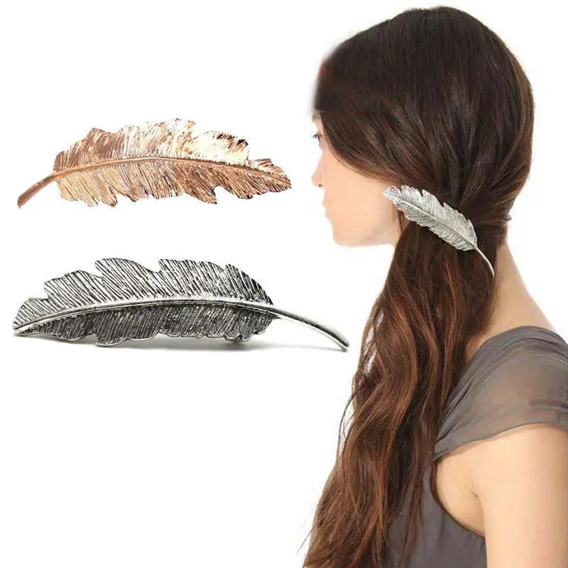 

1PC Fashion lovely Women Girl Metal Leaf Hair Clip Crystal Hairpin Barrette Headwear Christmas Party Hair Accessory 2016 Hot