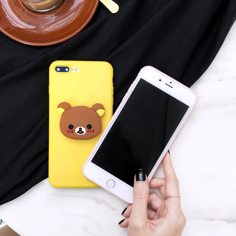 Rilakkuma кольцо с Тоторо Стенд Ручка чехол для iPhone SE 6 7 8 Plus Xs XR MAX чехол для samsung A8 J6 J8 S8 S9 S10 Plus Note 8 9 10