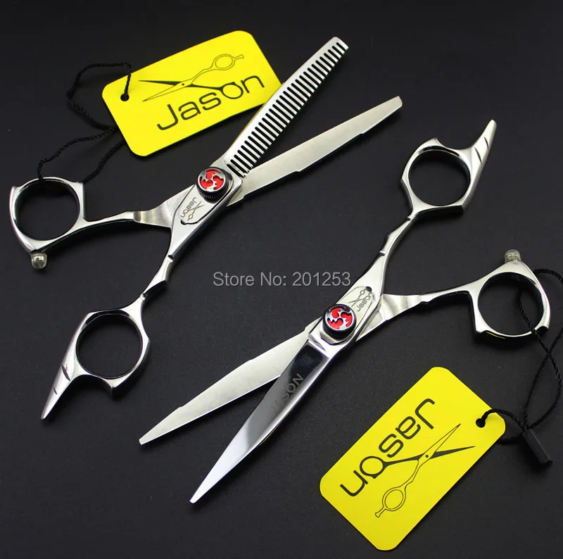 

High Quality 5.5Inch Cutting Scissors and Thinning Scissors Kits,Human Hair Shears with Flame Screw for Barbers 1set LZS0453