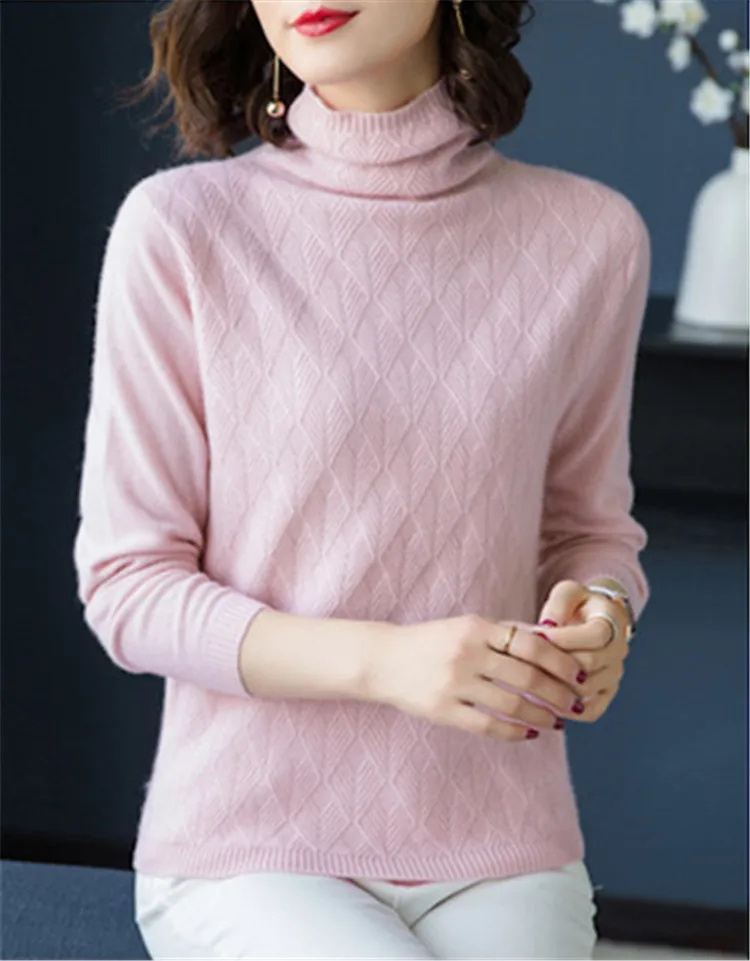 100% коза, кашемир вязаная водолазка женский корейский стиль сплошной тонкий короткий пуловер свитер бежевый 3 цвета m-xl