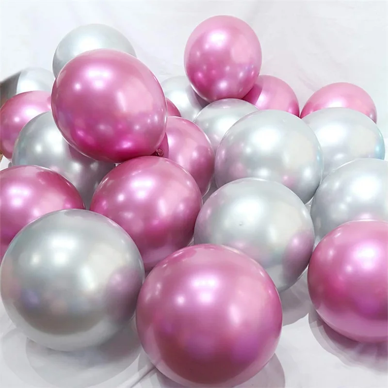 30 шт. 12 дюймов хромовые металлические разноцветные латексные шары Русалочки металлические шары для свадьбы, дня рождения, украшения для вечеринки - Цвет: silvery hot pink