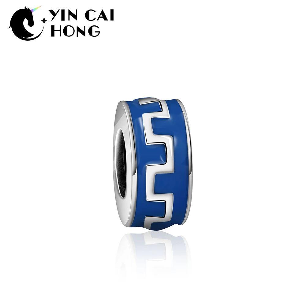 

YCH 100% 925 Sterling Silver Geometric Texture Spacer Beads Charm Suitable DIY Bracelet Gift Women Original Jewelry Wedding
