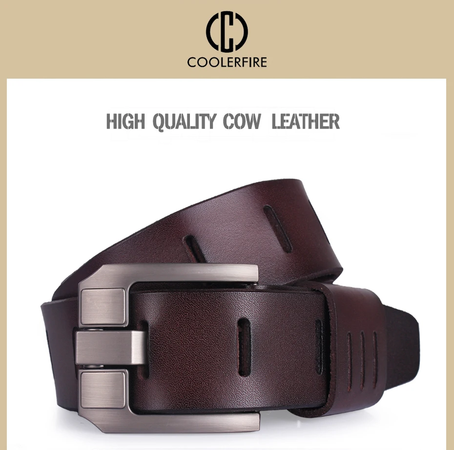 Cowhide Genuine Leather Belts For Men Pin Buckle
