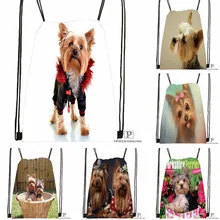 Изготовленный На Заказ щенок йоркширского терьера походная сумка на шнурке милый рюкзак для детей(черная спинка) 31x40 см#180531-03-22