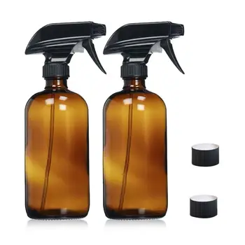 

500ml Large Empty Amber Glass Bottles With Black Trigger Mist Stream Spray Storage Cap For Essential Oil Cleaning Product
