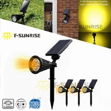 T-SUN 4 PACK Solar Powered Garden Spotlight Christmas Light Outdoor Adjustable for Landscaping Ground or Yard Wall Mount Options