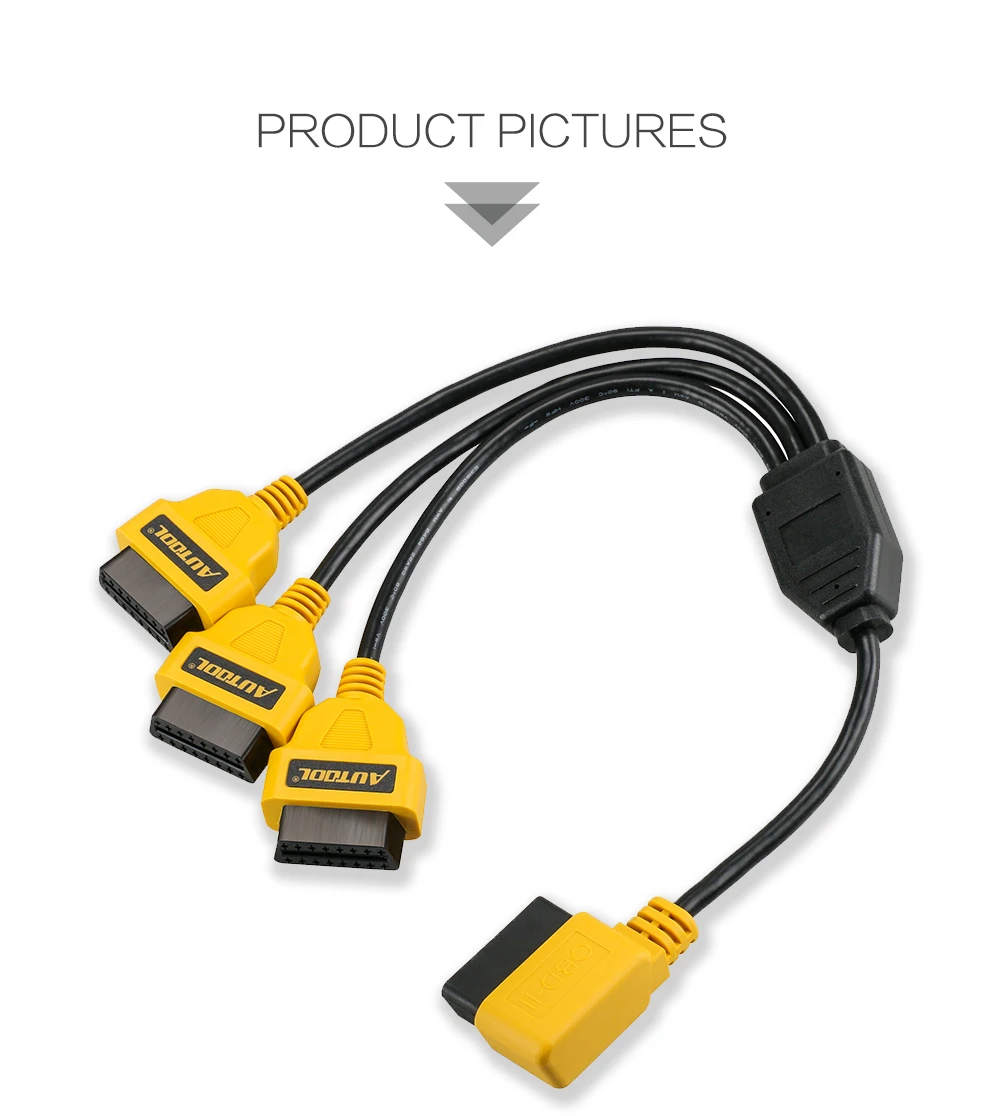 AUTOOL Premium Universal 1 Male to 3 Female OBD2 Splitter Cable