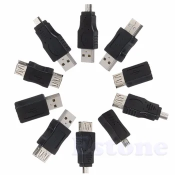 

10pcs 5 pin F/M mini changer adapter converter USB male to female micro USB