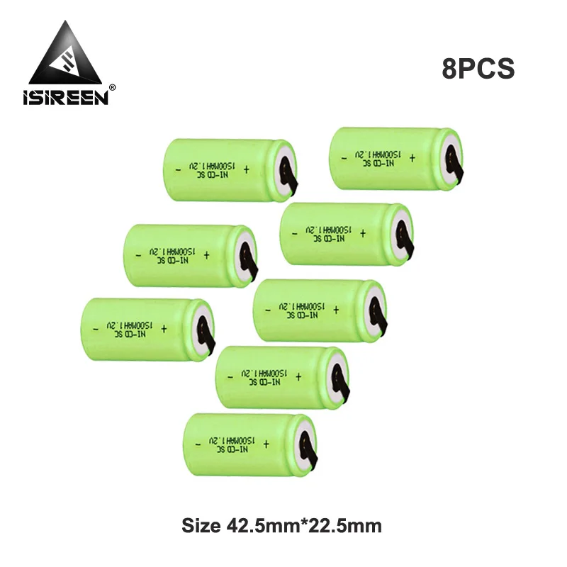 Электрическая аккумуляторная батарея, ячейка 1500mAh 1,2 V SC Ni-CD DIY Блок питания аккумуляторные батареи Subc Ni аккумулятор CD игрушечный фонарик - Цвет: 8PCS