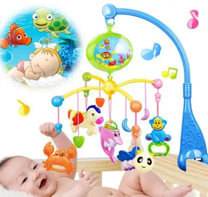 

Newborn Baby Toy Baby Rattle Mobility Projecting Rotating Mobile Musical Bed Bell With 100 Music For 0-12 Months