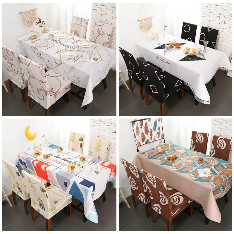 Colorful Cute Rectangular Tablecloths Polyester Cotton Waterproof Table Chair Cover Modern Brand Ho