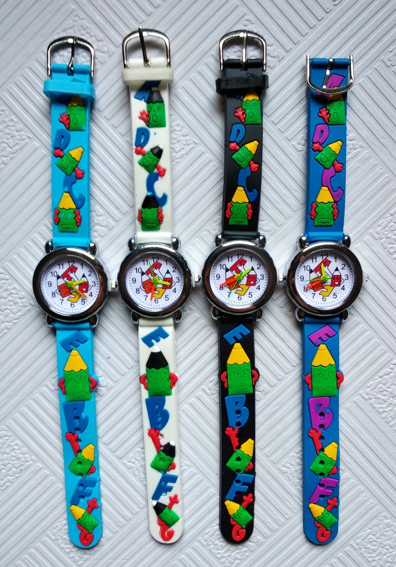 Студент арабскими цифрами Детские Кварцевые часы ребенок Силиконовые часы карандаш узор Смотреть Дети Наручные часы подарок для