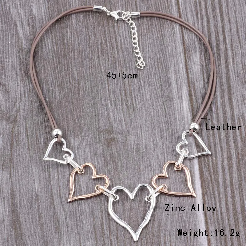 ELOYHI Boho Simple Heart Double Plating Color Matching Collar Top Quality Plated For Women Trendy Neckalce&Pendants Gift